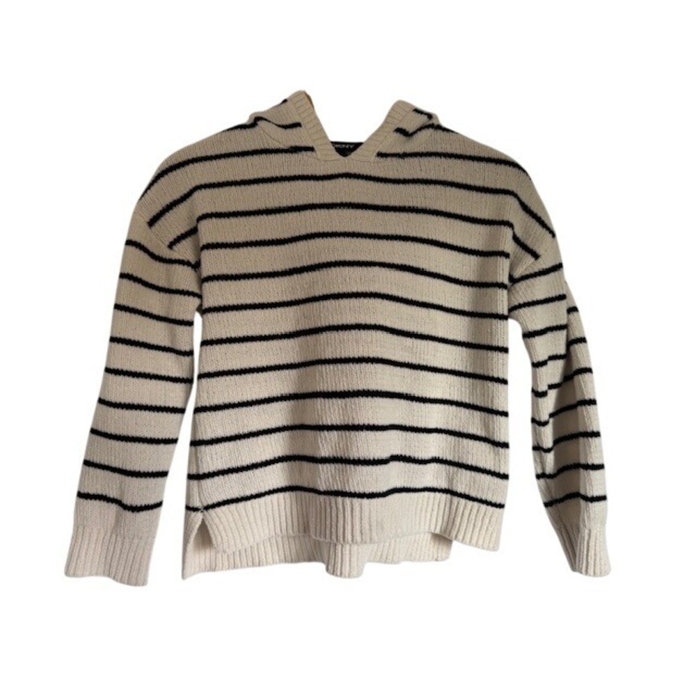 DKNY Kids Striped Hoodie Pullover Sweater Cream‎ Black Size S 7-8